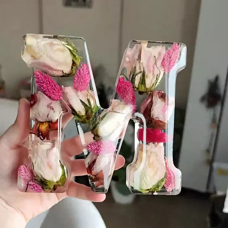 FloraGlow Dried Flower Letters Night Light For Home Decor