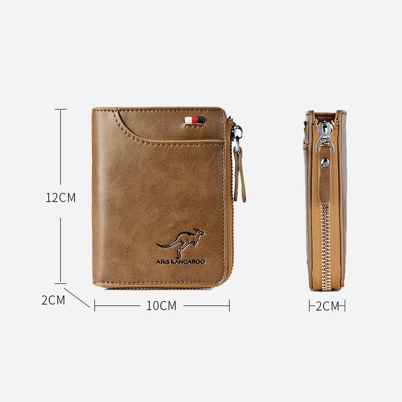 OakGuard Men's Wallet Zipper Genuine Leather RFID Protected