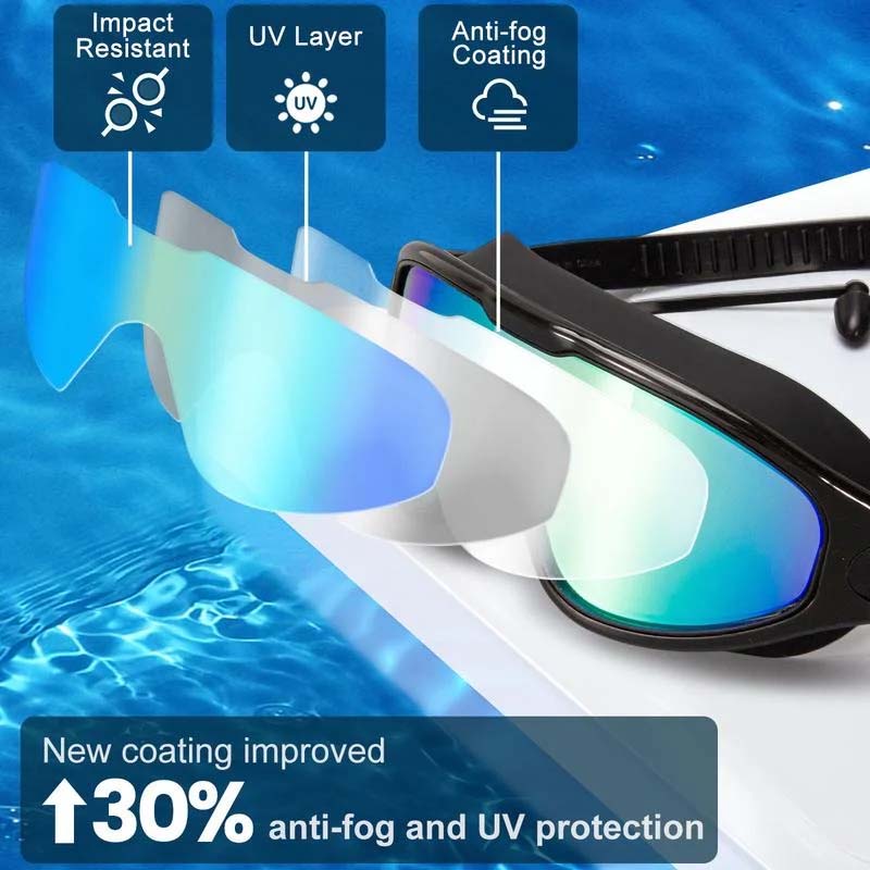 AquaVista Wide View Anti-Fog Swim Goggles For Adults