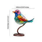 Delicate Stained Glass Birds On Branch Desktop Ornaments
