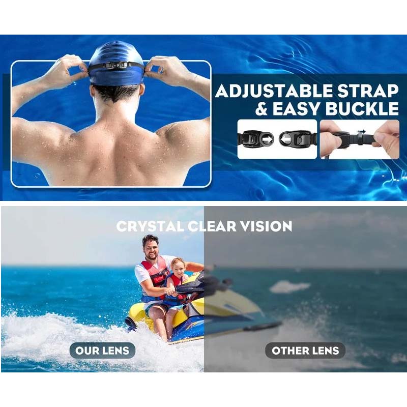 AquaVista Wide View Anti-Fog Swim Goggles For Adults