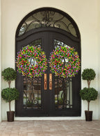 MeadowAura BloomWreath Spring And Summer Front Door Wreath Floral Grapevine Accent