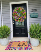 MeadowAura BloomWreath Spring And Summer Front Door Wreath Floral Grapevine Accent