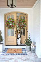 MeadowAura BloomWreath Spring And Summer Front Door Wreath Floral Grapevine Accent