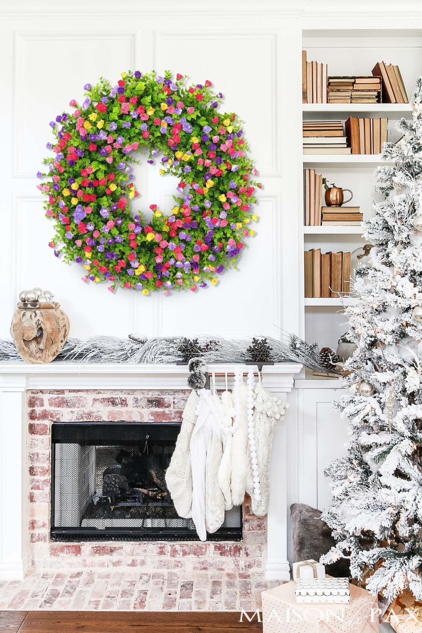 MeadowAura BloomWreath Spring And Summer Front Door Wreath Floral Grapevine Accent