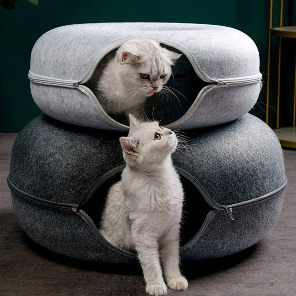 Cozy Large Cat Tunnel Bed For Interactive Play And Sleep Area