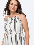 Supersoft Striped Print Halter Maxi Dress