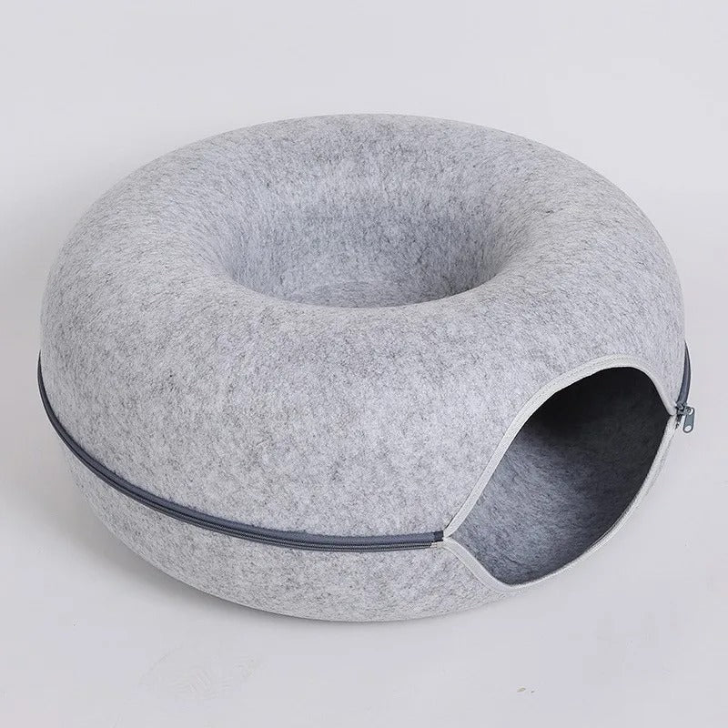 Cozy Large Cat Tunnel Bed For Interactive Play And Sleep Area
