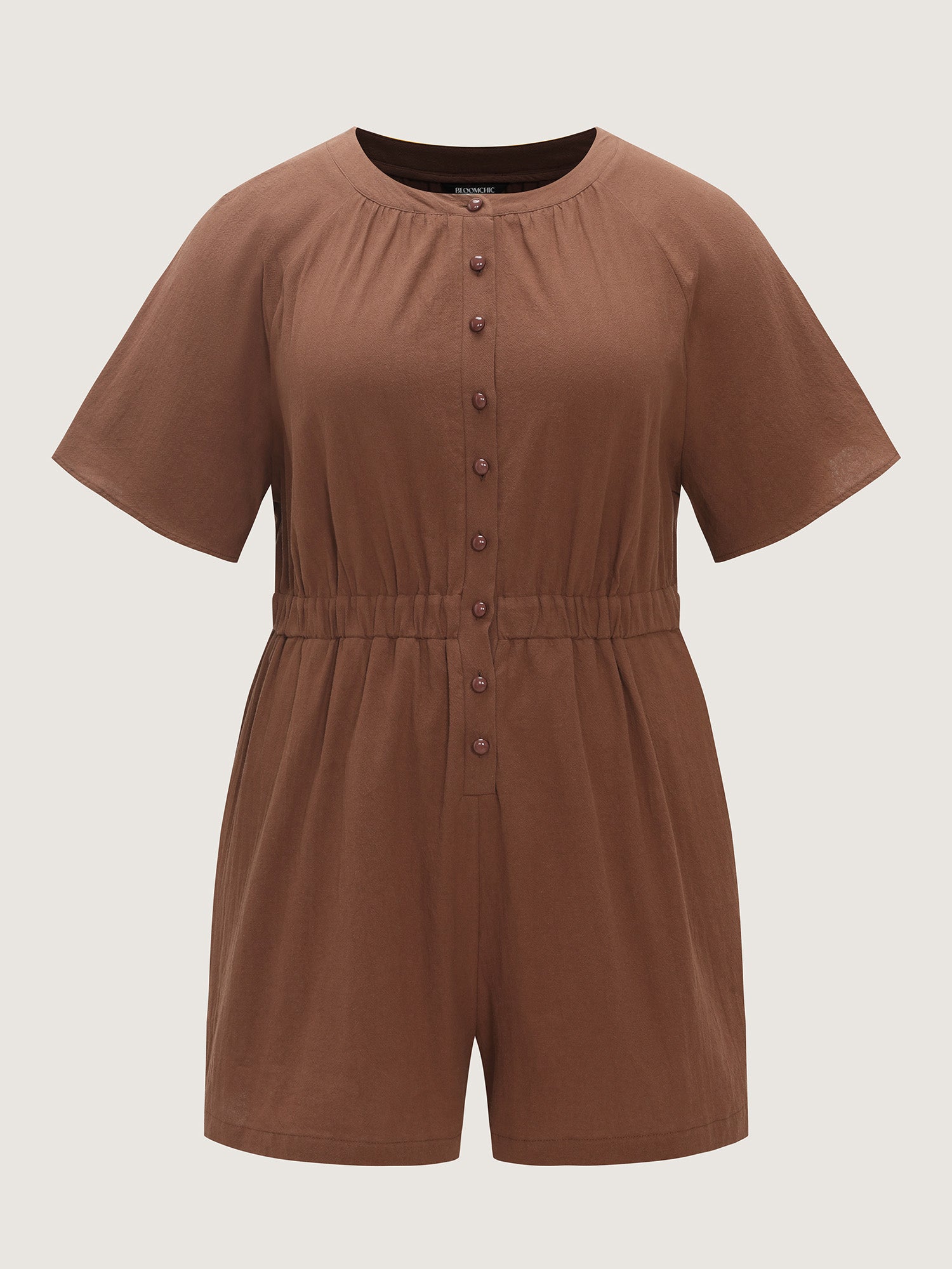 Cotton Split Neckline Pockets Romper