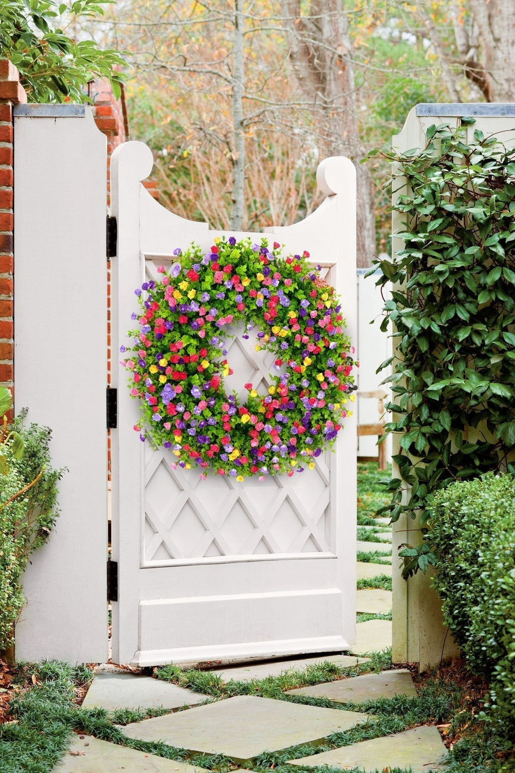 MeadowAura BloomWreath Spring And Summer Front Door Wreath Floral Grapevine Accent