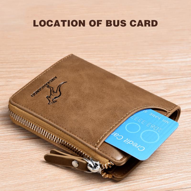 OakGuard Men's Wallet Zipper Genuine Leather RFID Protected