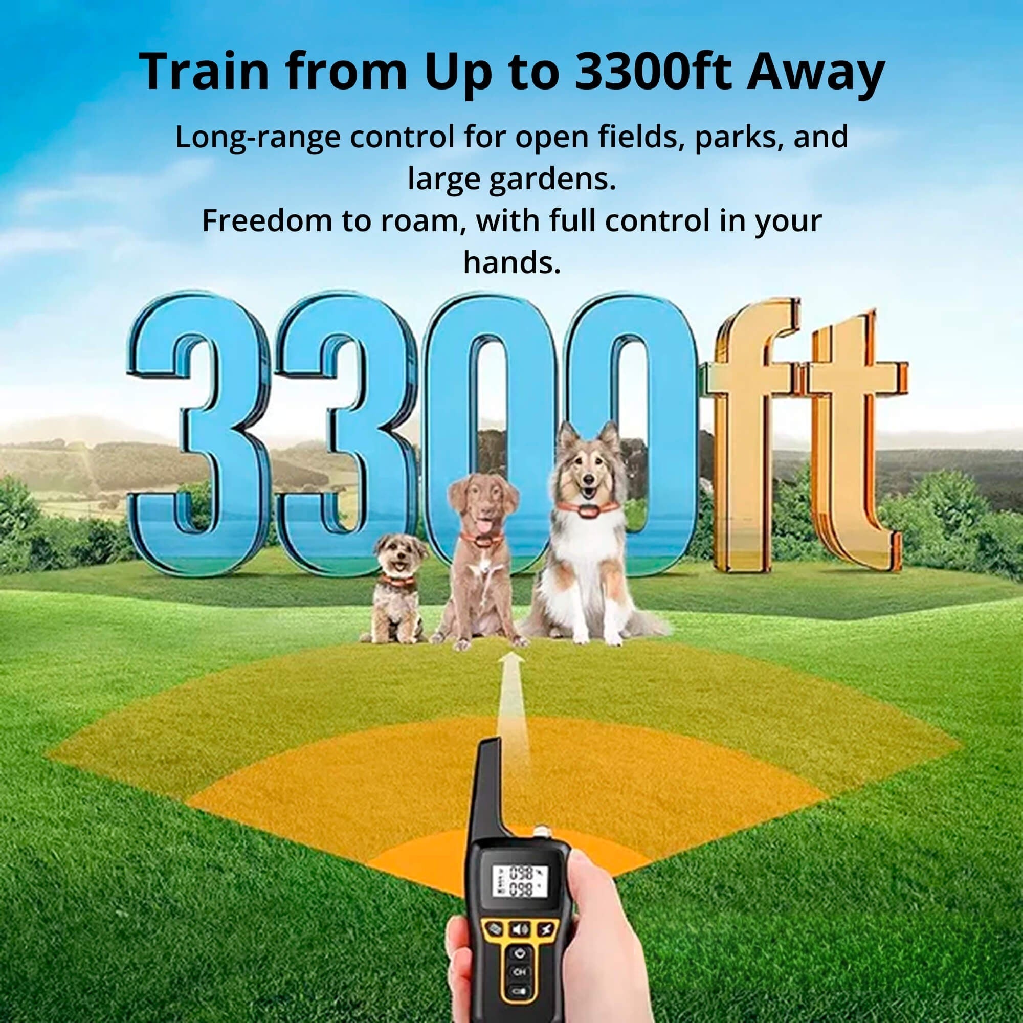 NovaPaw 1000m Waterproof Dog Training Collar With Rechargeable Remote And Adjustable
