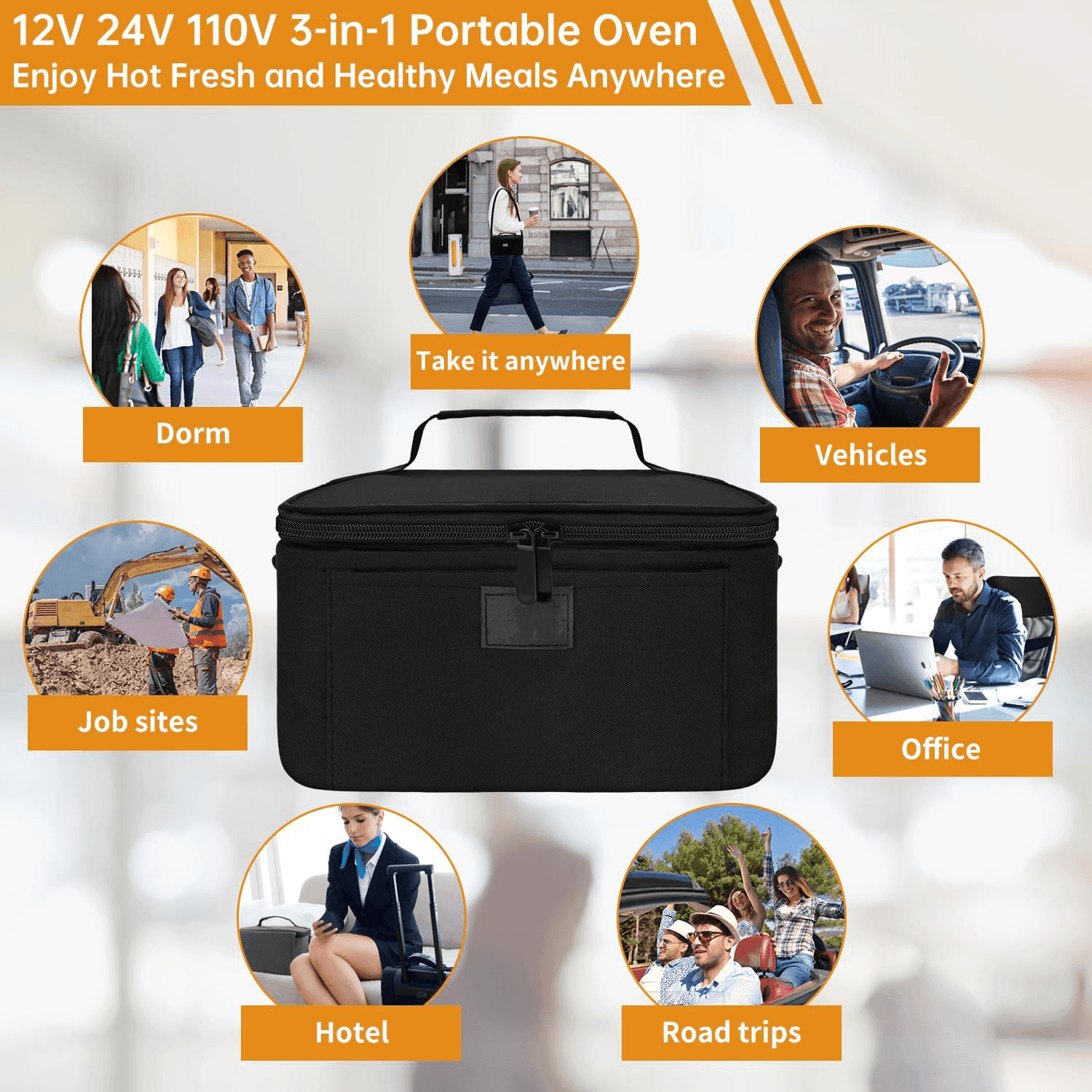TrailGlow Portable Meal Warmer Case Electric Heated Container For On-The-Go Meals
