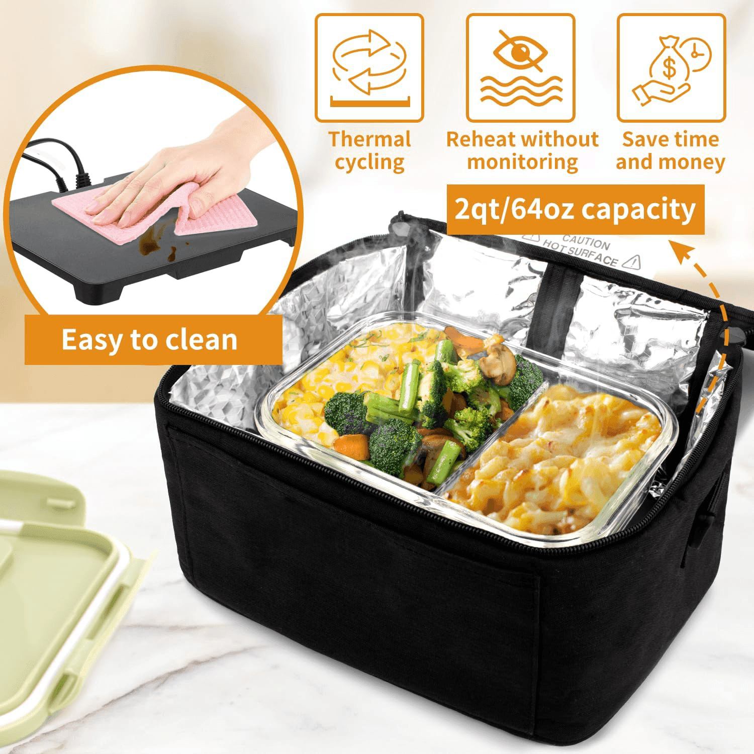 TrailGlow Portable Meal Warmer Case Electric Heated Container For On-The-Go Meals