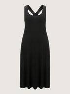 Supersoft Stretchy Wide-Straps Plain Maxi Dress