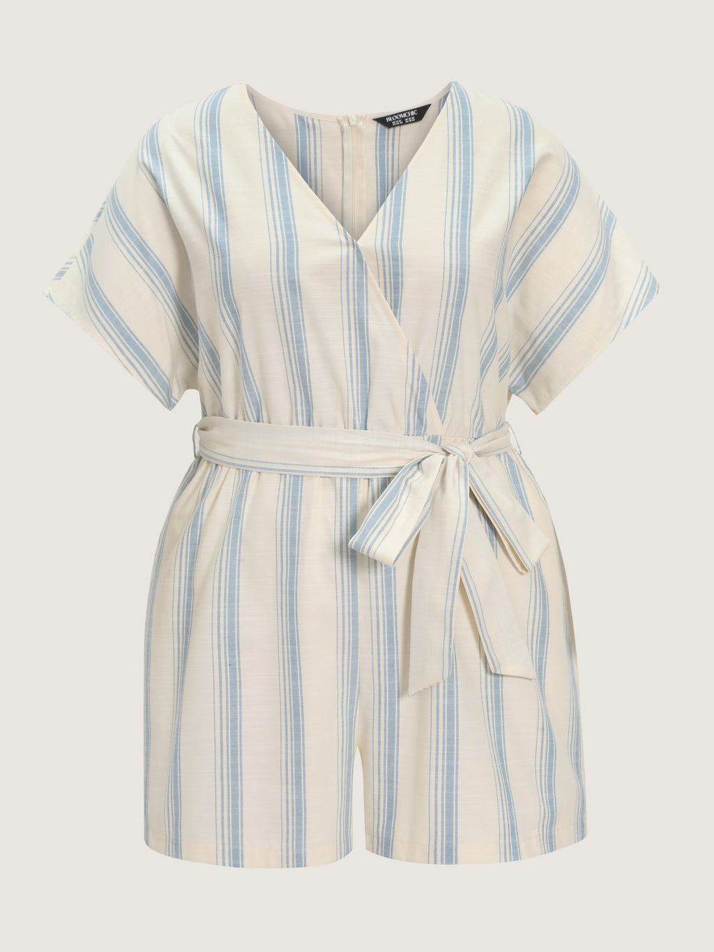 Striped Print Stretchy Waist-Tie Romper