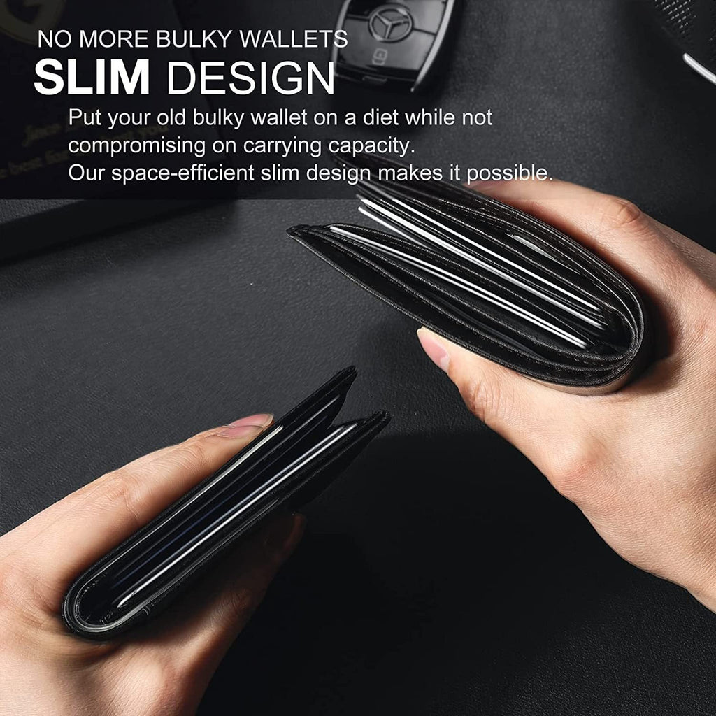 AeroLuxe Men’s Slim RFID Wallet Leather Card Holder Black