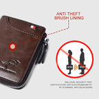 OakGuard Men's Wallet Zipper Genuine Leather RFID Protected