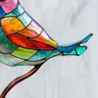 Delicate Stained Glass Birds On Branch Desktop Ornaments