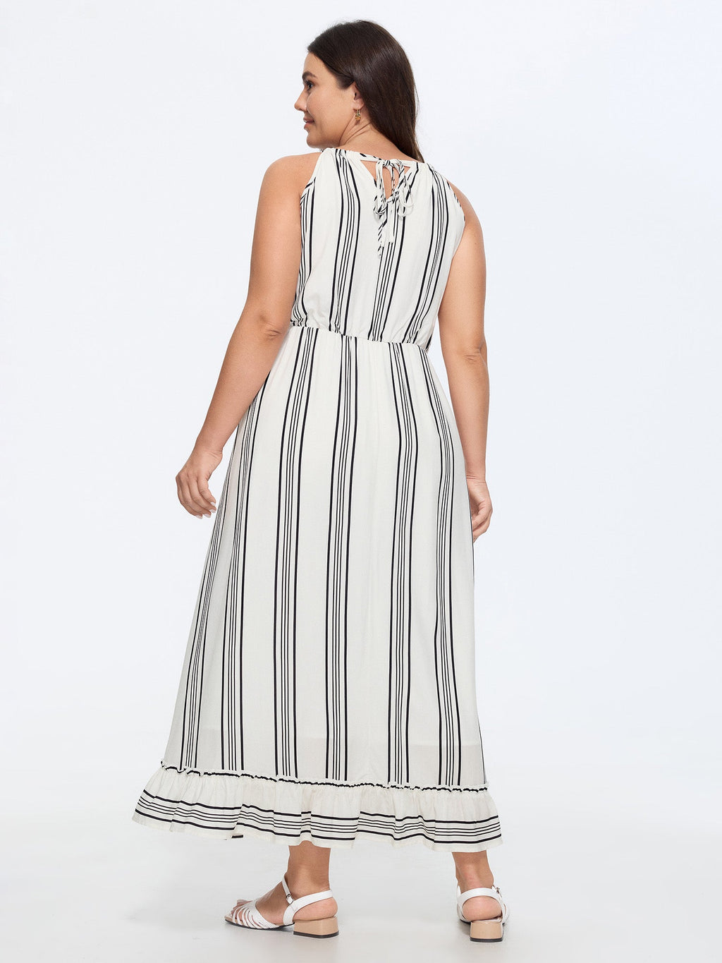 Supersoft Striped Print Halter Maxi Dress