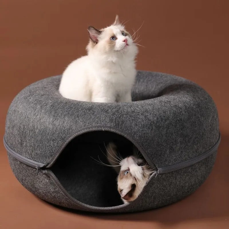 Cozy Large Cat Tunnel Bed For Interactive Play And Sleep Area