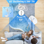 Foldable Rechargeable Floor Fan with 7200mAh Battery and Remote, 4 Speeds