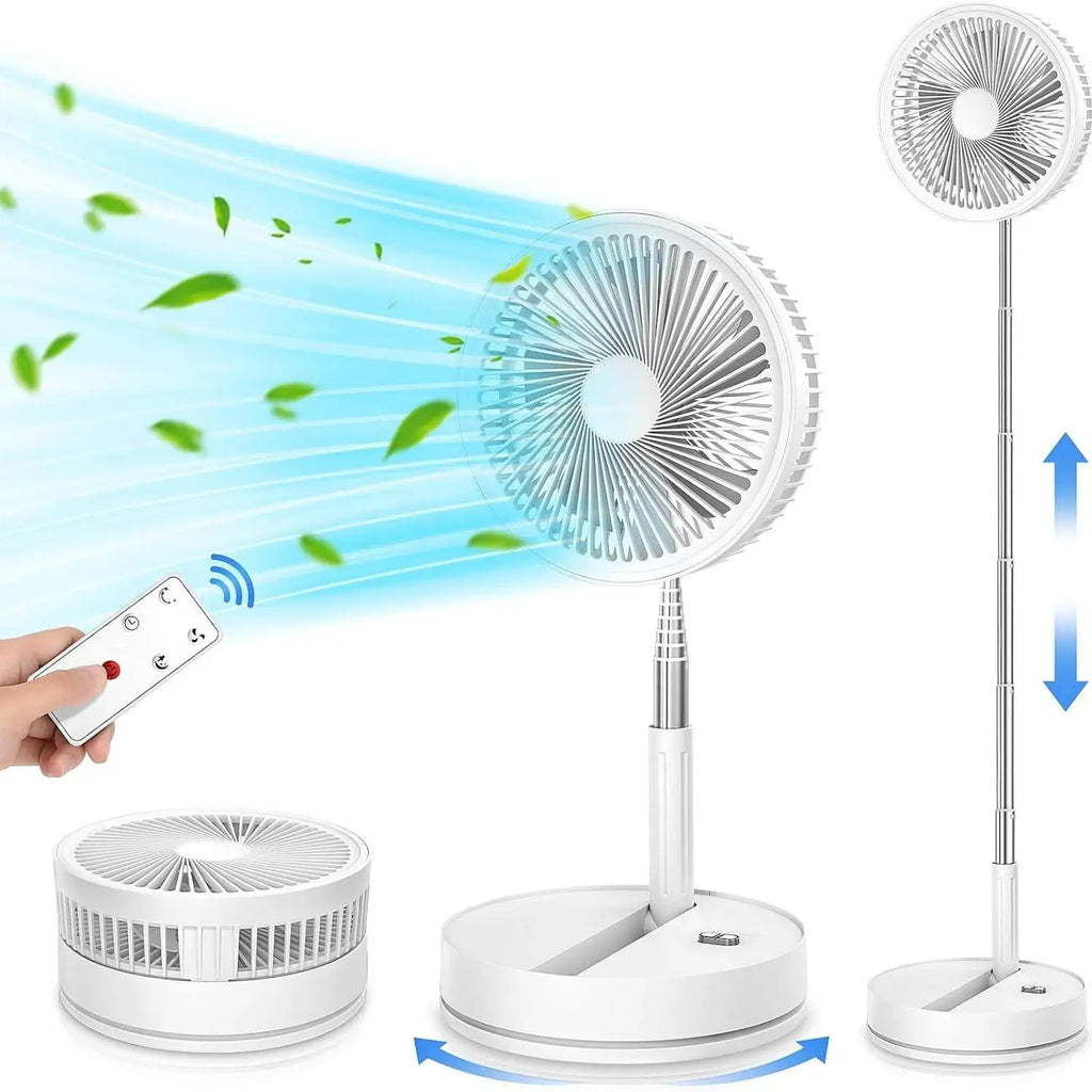 Foldable Rechargeable Floor Fan with 7200mAh Battery and Remote, 4 Speeds