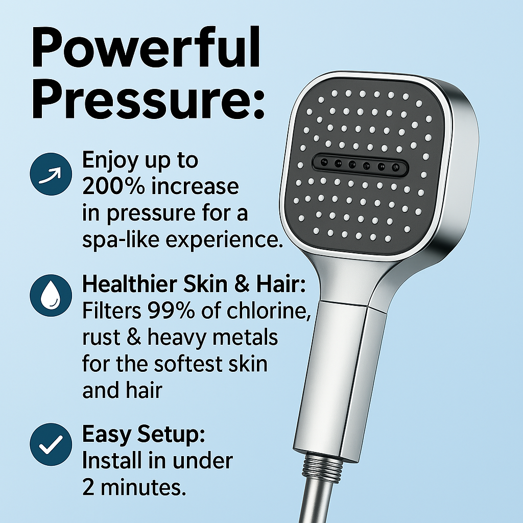 High-Pressure Filtered Shower Head with Turbo Boost & Rain Spray