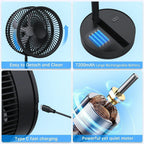 Foldable Rechargeable Floor Fan with 7200mAh Battery and Remote, 4 Speeds