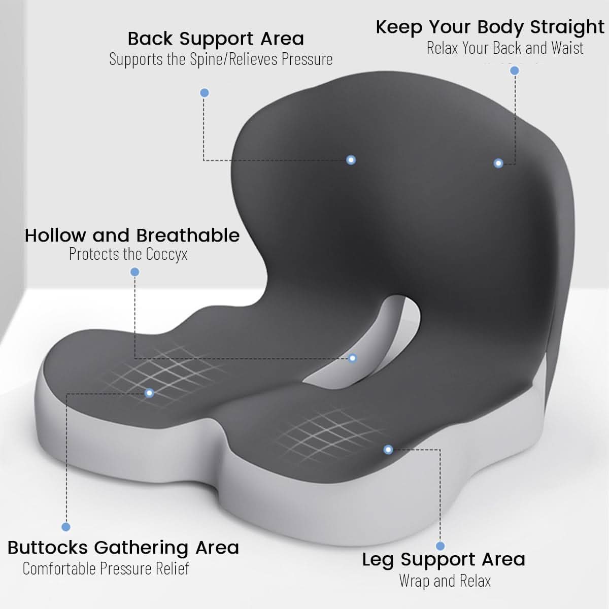 Premium memory foam cushion for posture & comfort