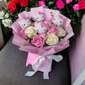 Hello Kitty Flowers Bouquet With Colorful Artificial Blooms And Hello Kitty Figurines