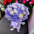 Hello Kitty Flowers Bouquet With Colorful Artificial Blooms And Hello Kitty Figurines