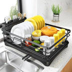 Large Dish Drying Rack with Integrated Drip Tray for Efficient Kitchen Organization