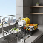 Large Dish Drying Rack with Integrated Drip Tray for Efficient Kitchen Organization