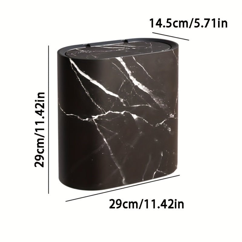 Elegant Oval Marble-Pattern Waste Bin for Modern Interiors