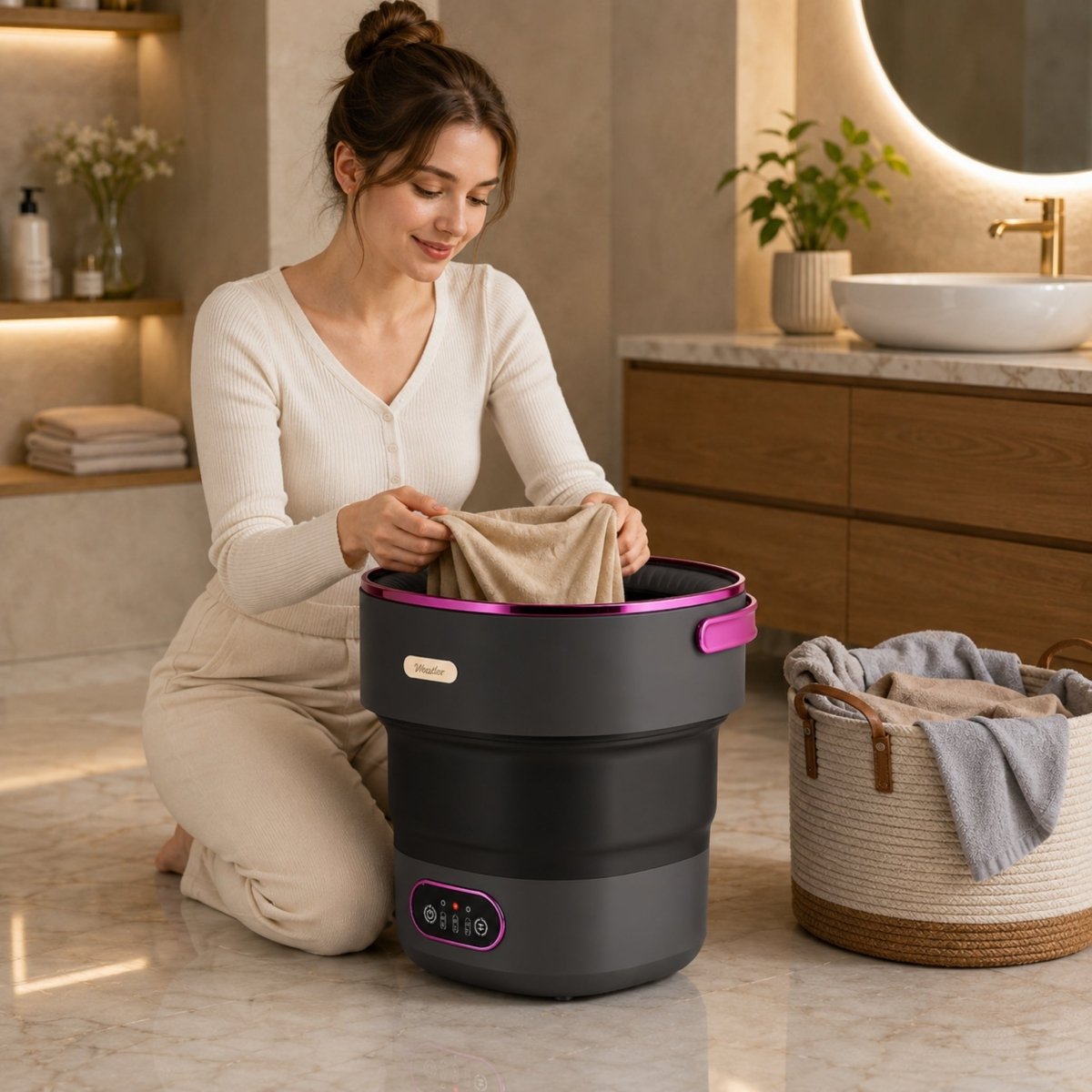 Foldable Washing Machine - 5 Wash Modes - Delicate Fabrics - 40dB - Compact & Portable