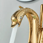 AuroraLuxHome Swan Single Handle Golden Basin Faucet