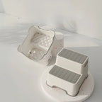 Two-Step Folding Stool - Anti-Slip Surface - Portable - Bathroom & Kitchen Use - Grey