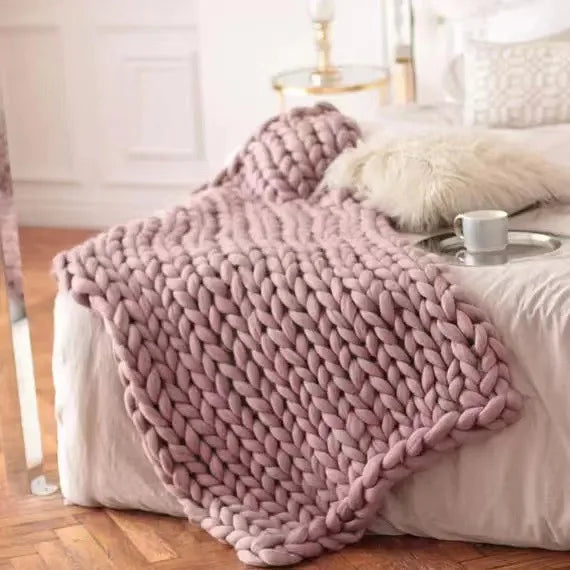 Chunky Knit Wool Blanket For Every Room, Soft And Warm, Perfect For Sofa And Bed