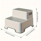 Two-Step Folding Stool - Anti-Slip Surface - Portable - Bathroom & Kitchen Use - Grey