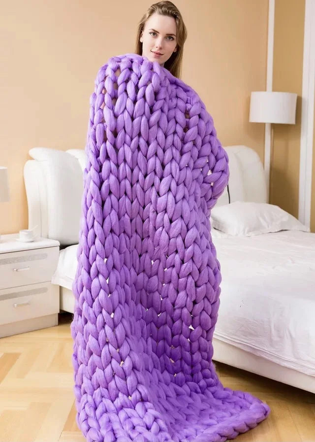 Chunky Knit Wool Blanket For Every Room, Soft And Warm, Perfect For Sofa And Bed