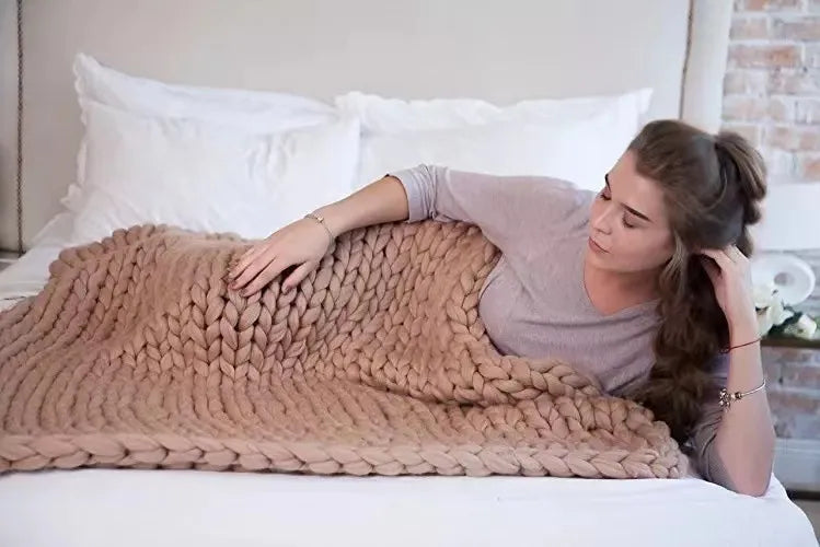 Chunky Knit Wool Blanket For Every Room, Soft And Warm, Perfect For Sofa And Bed