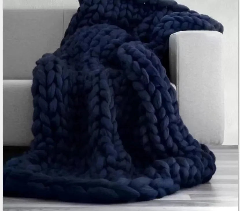 Chunky Knit Wool Blanket For Every Room, Soft And Warm, Perfect For Sofa And Bed