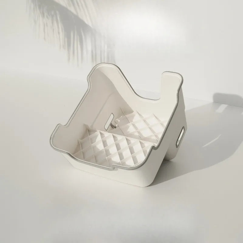 Two-Step Folding Stool - Anti-Slip Surface - Portable - Bathroom & Kitchen Use - Grey