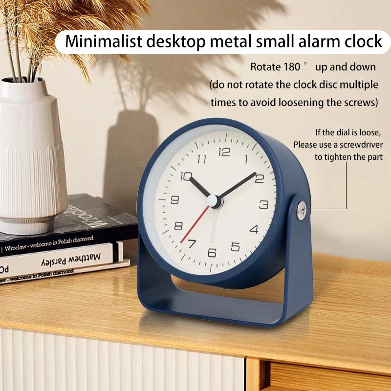 Creative Minimalist Metal Quartz Desk Alarm Clock