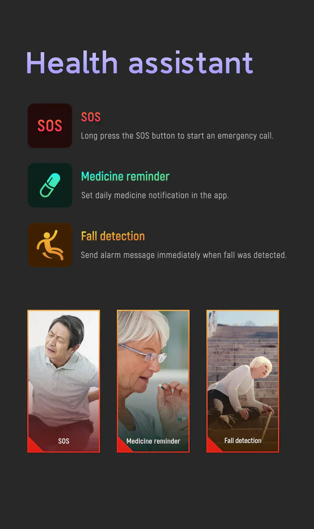 SafeStride Senior Safety Smartwatch With Fall Detection And GPS