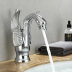 AuroraLuxHome Swan Single Handle Golden Basin Faucet