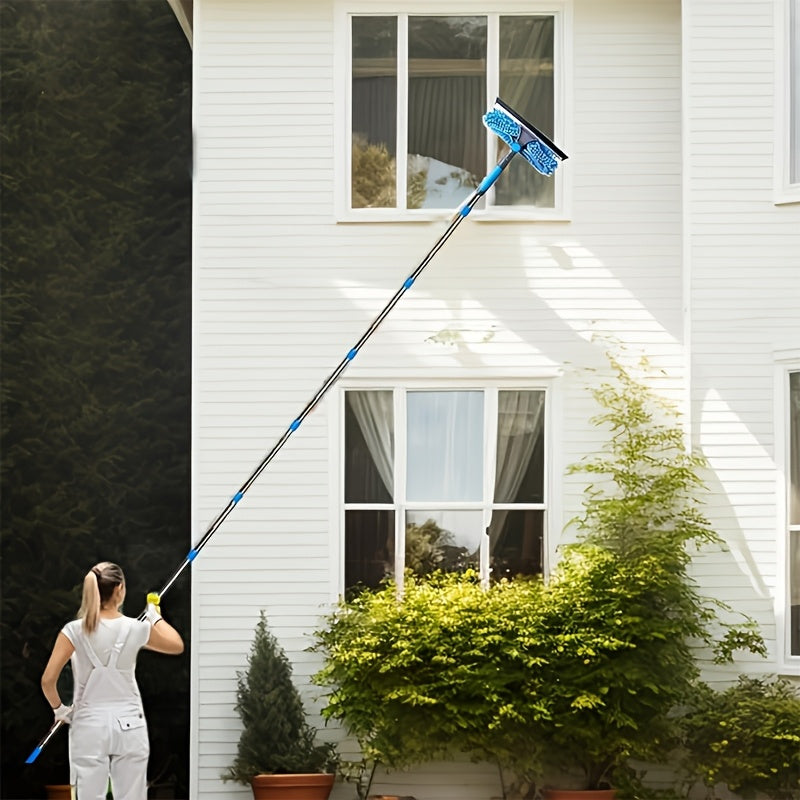 2-in-1 Extendable High Window Cleaning Kit with Squeegee