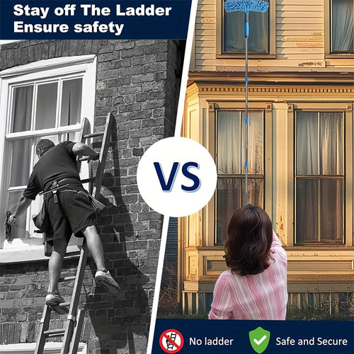 2-in-1 Extendable High Window Cleaning Kit with Squeegee