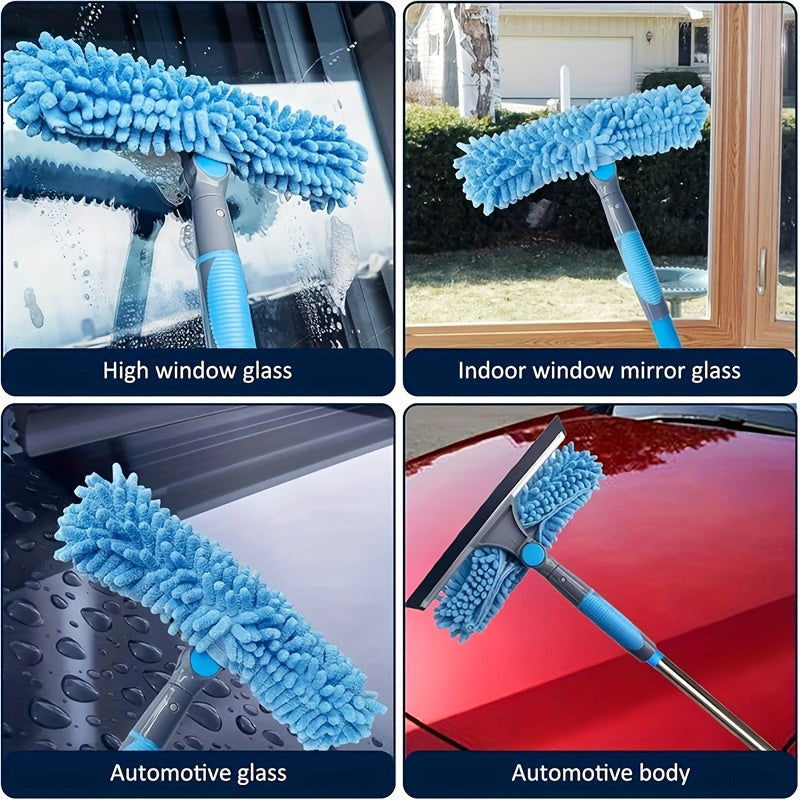 2-in-1 Extendable High Window Cleaning Kit with Squeegee